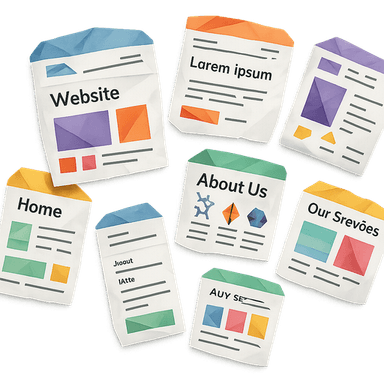 Scattered website mockups